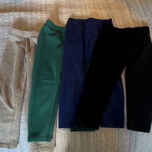 4 pairs little kids Primary leggings size 4- Gray, Green, Blue, Black